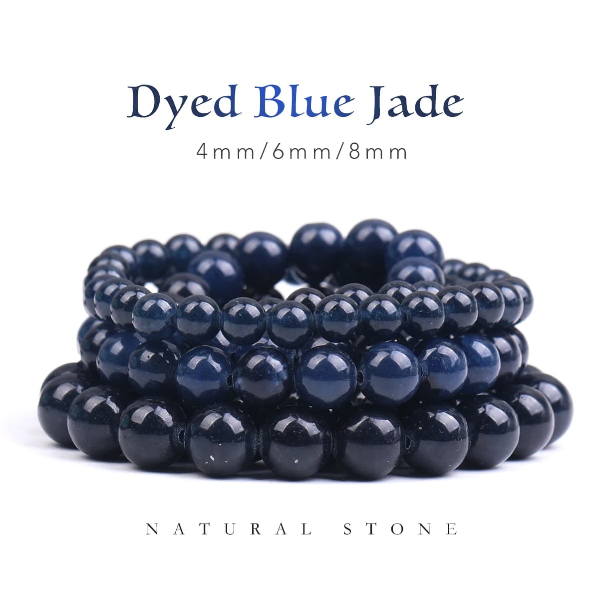 4 6 8mm Natural Stone Sapphire Color Jade Beads Blue Round Loose Beads For Jewelry Making Supplies Diy Charms Bracelets 15''