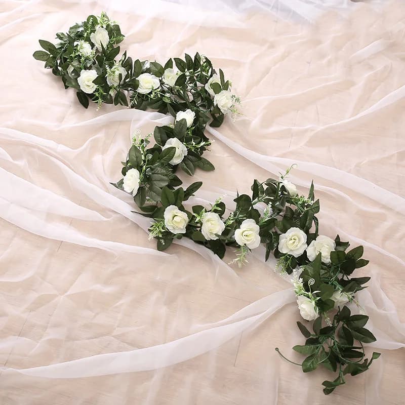 1/2 pieces artificial silk pink screw flowers hanging wall festival rattan plant fake leaves garland romantic wedding home decoration