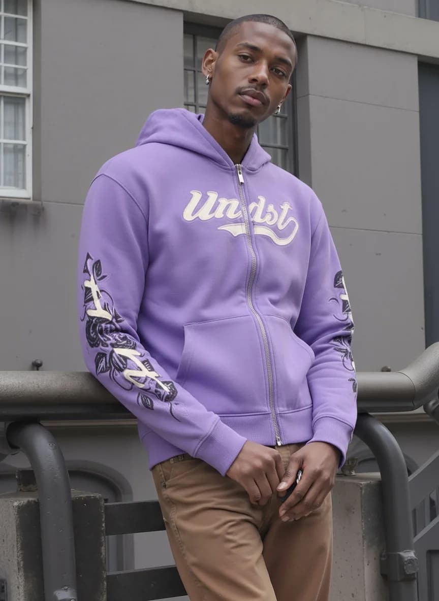 Una nuova felpa con cappuccio con cerniera stampata con lettere rosa Wind City in stile Harajuku in stile americano