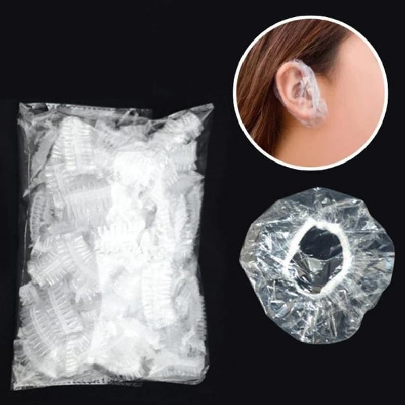 100 pezzi paraorecchie usa e getta cuffia da doccia in plastica impermeabile protezione per le orecchie tinture per capelli olio bagno doccia salone protezione per le orecchie