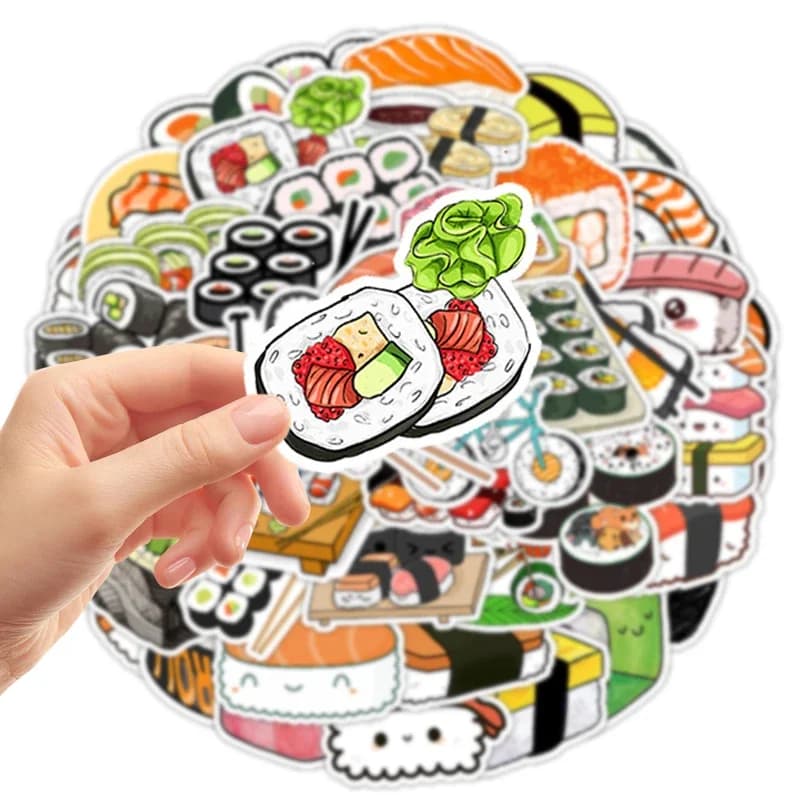 50 Adesivi Kawaii Ramen Noodles - Confezione di Sticker Giapponesi Impermeabili in Vinile per Laptop, Borracce, Scrapbook e Diari