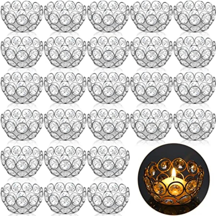 Set di Portacandele Tealight - Portacandele Votivi in Cristallo, Supporti Decorativi a Forma di Gioiello per Centrotavola Matrimonio