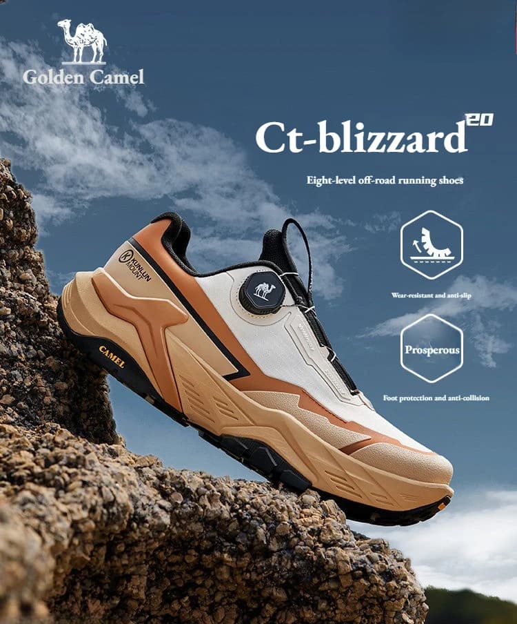 Scarpe da corsa sportive da uomo Golden Camel CT per lunghe distanze con ammortizzazione OrthoLite, sneakers traspiranti e antiscivolo Camel.