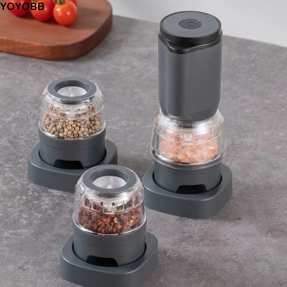 Set Macinapepe Elettrico Ricaricabile con Nucleo di Macinazione in Ceramica, Regolazione della Grana, Macina Spezie Automatico per Chef