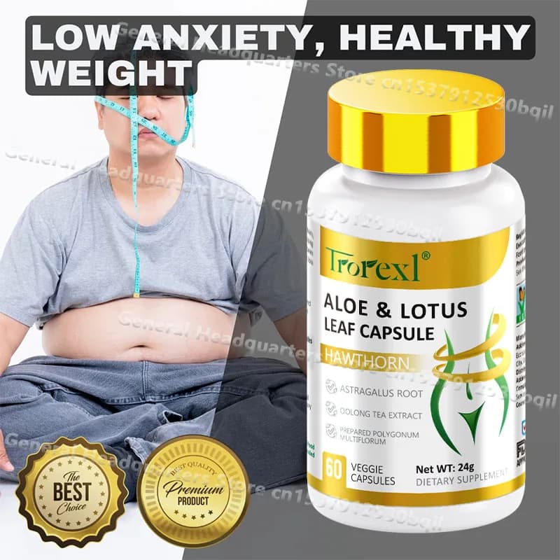 Capsule di Aloe e Foglie di Loto, Potenti Integratori per la Perdita di Peso, Pancia Piatta, Disintossicazione, Favorisce la Digestione