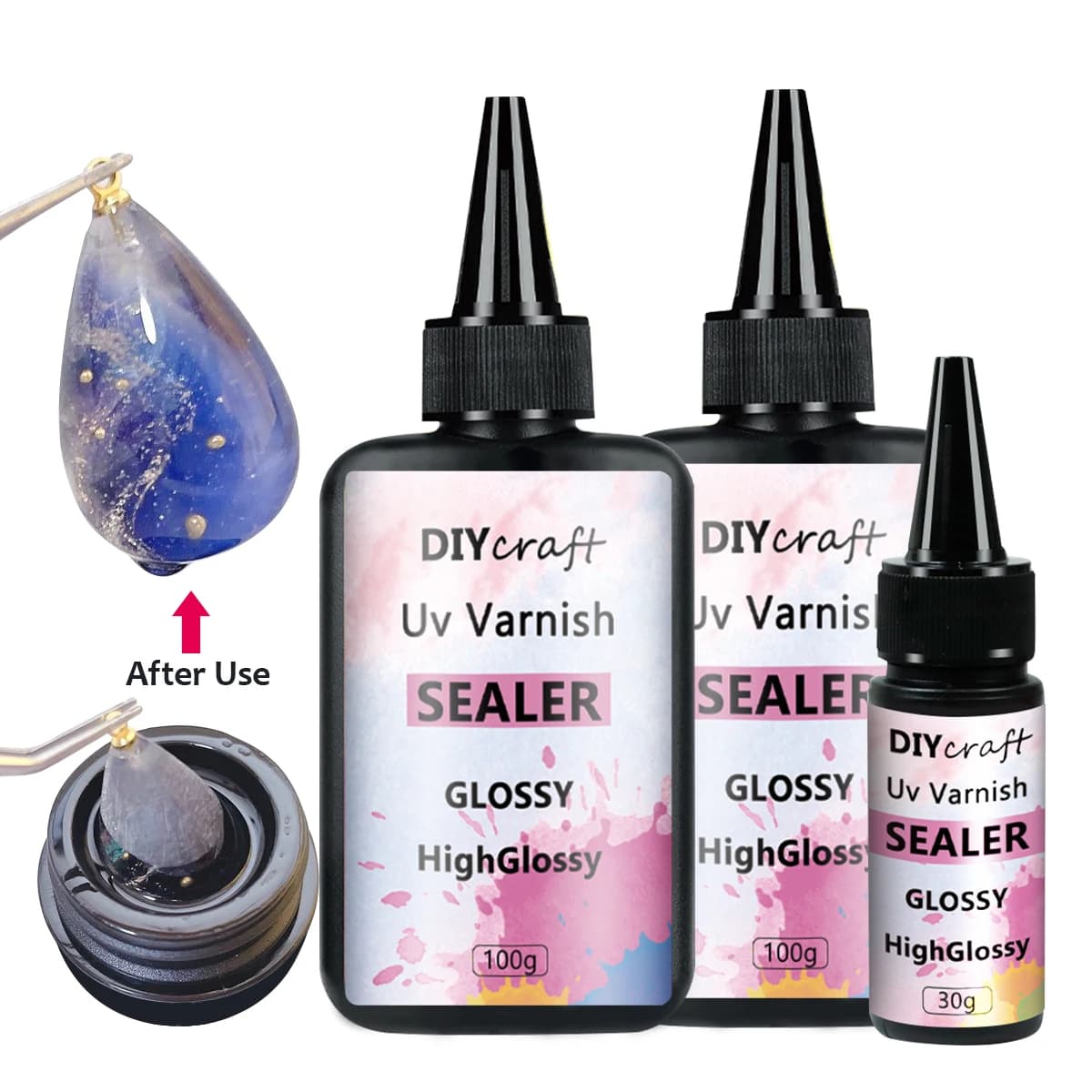 100 g gloss acrylic paint, transparent sealing finish for UV resin that protects against dust, dirt and scratches