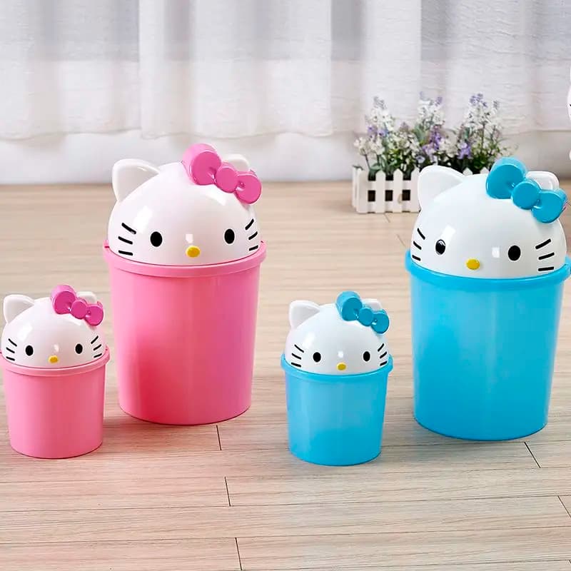 Cestino Sanrio Hello Kitty, grazioso contenitore per la casa con coperchio ribaltabile, per soggiorno, da scrivania, secchio portaoggetti rimovibile a forma di cartone animato, idea regalo