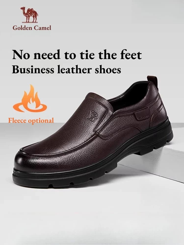 Men's Shoes Golden Camel 2026 New Business Casual Leather Shoes with Soft Sole Brand Design Soft Soles Hot Moccasins Velvet Non-slip