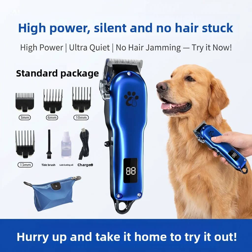 Tosatrice Elettrica Professionale per Animali Domestici ad Alta Potenza, Strumento Silenzioso per la Toelettatura del Cane, Tosatore Ricaricabile Senza Peli Appiccicati, Kit Completo per la Toelettatura