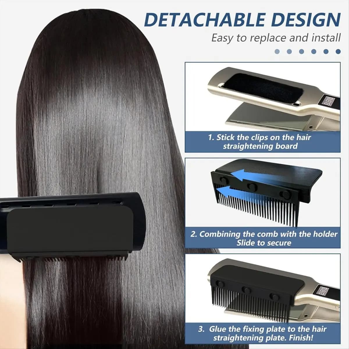 [BLACKFRIDAY]Flat Iron Comb Attachment Clip On, Grip Comb for Flat Iron, Flat Iron Hair Straightener Comb, for Flat Iron Pink
