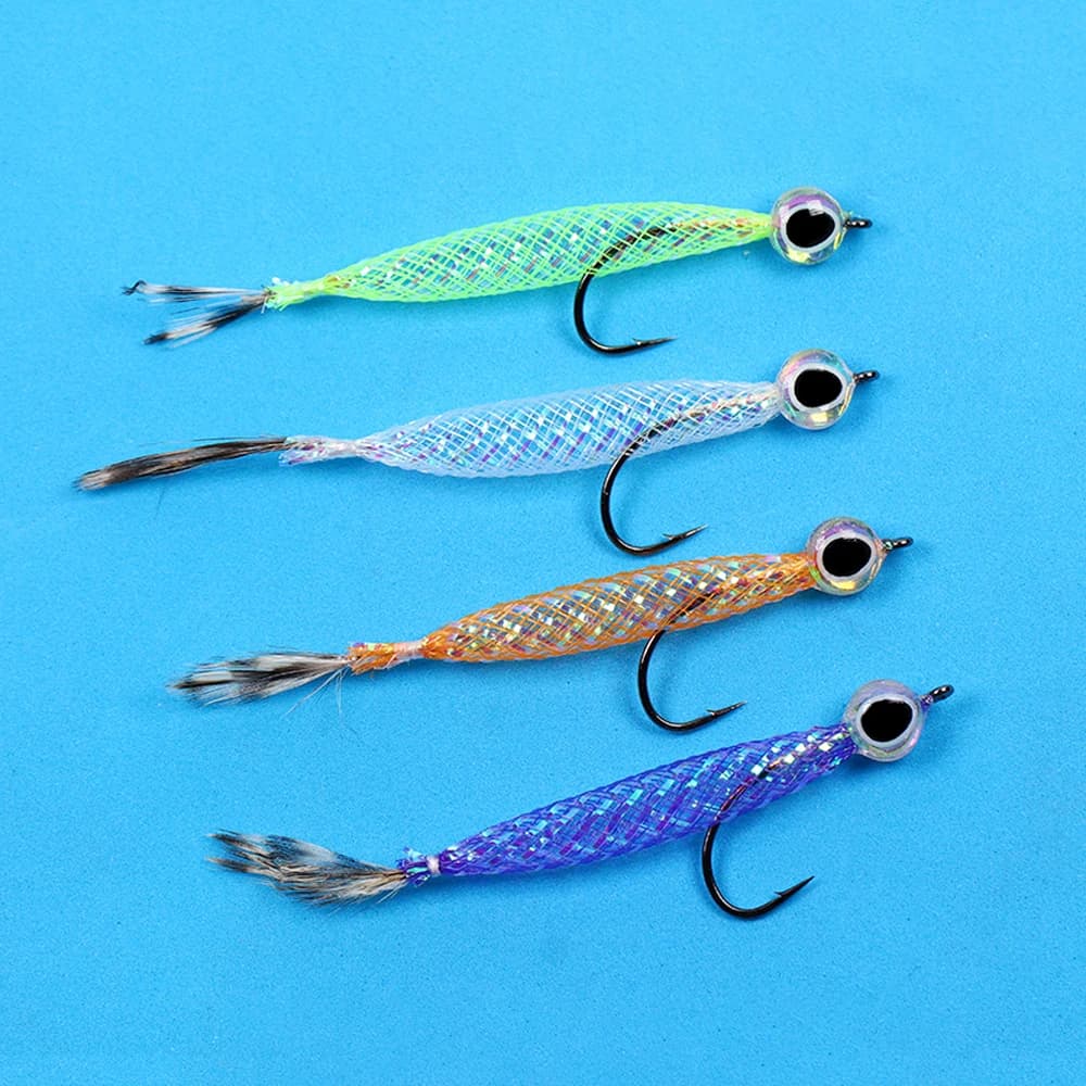 4 pezzi/6 pezzi # Esche artificiali a tubo cavo in Mylar con 4 ami, tipo Minnow, Streamer piccolo con flash, per la pesca di Trota, Salmone, Black Bass