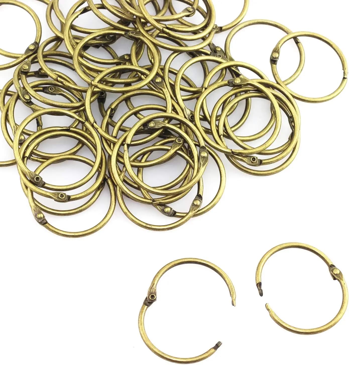 50 Pezzi Anelli Metallici in Bronzo da 1,5 Pollici per Scrapbook, Album Fotografici, Fai da Te - Chiusura a Cerniera da 38mm