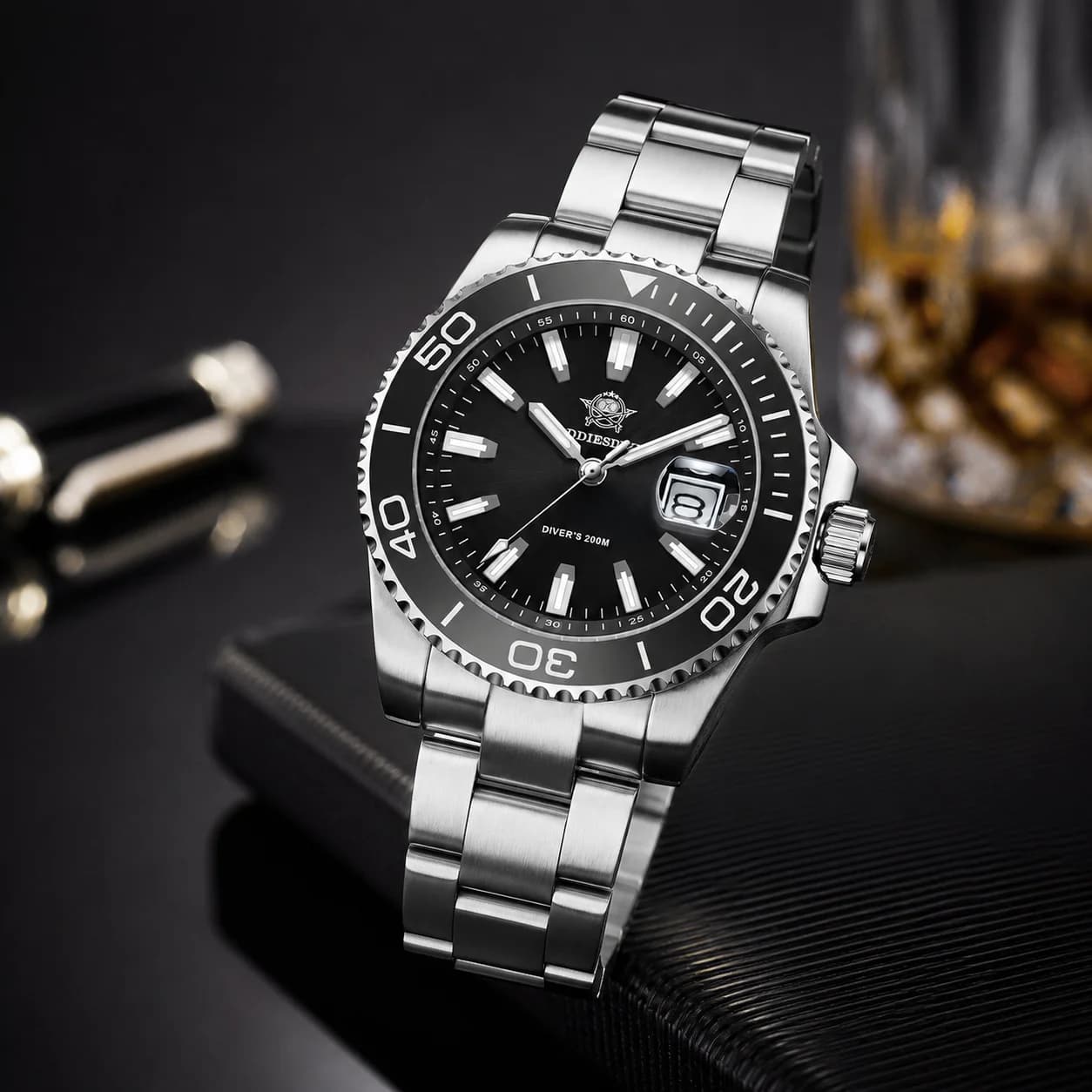 ADDIESDIVE Orologio da uomo al quarzo di fascia alta da 41 mm con lunetta in ceramica luminosa, orologi impermeabili da 200 m, orologio da uomo in acciaio inossidabile alla moda