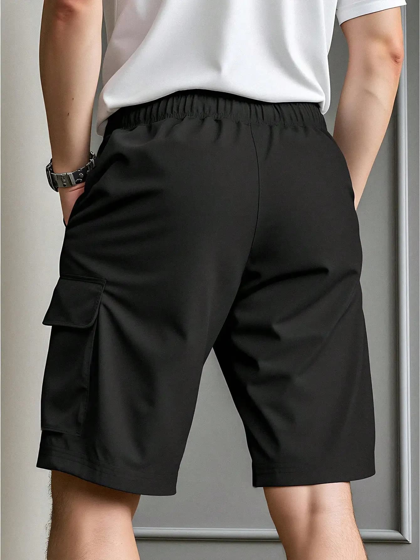 Pantaloncini cargo leggeri da uomo con coulisse in vita e tasche inclinate
