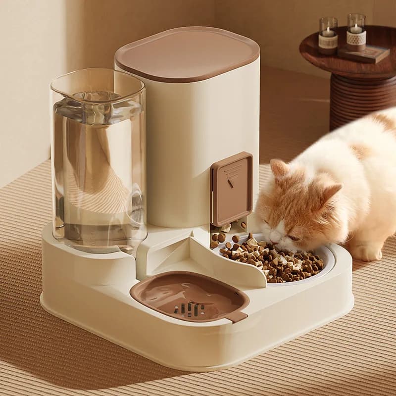 Distributore Automatico Cibo e Acqua Tutto-in-uno per Animali Domestici - Ciotola Elegante per Gatti e Cani con Fontana e Dispenser d'Acqua