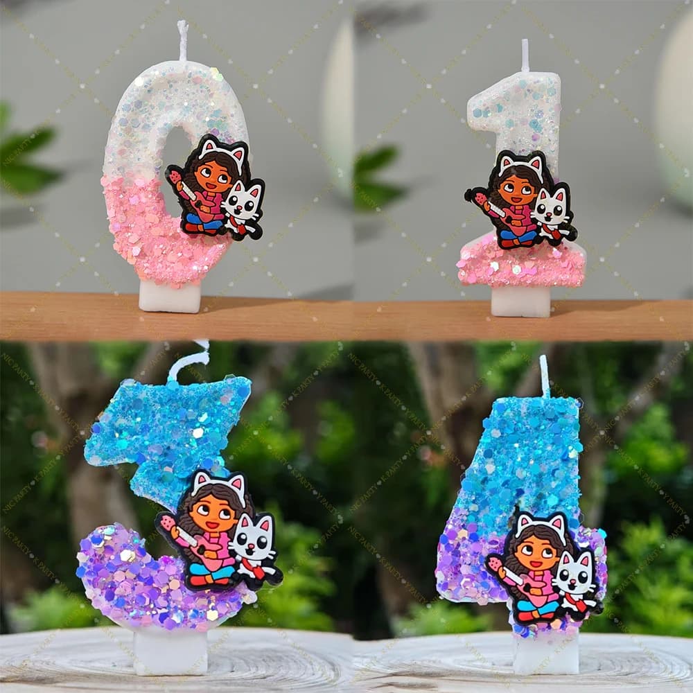 Candele Numeriche 0-9 per Casa delle Bambole di Gabby, Decorazioni per Feste di Compleanno, Candele per Torte, Regali per Baby Shower