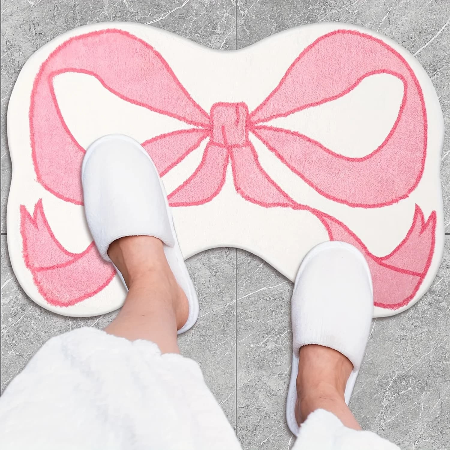 Cute Funny Bow Rug Mat Pink Coquette Bowknot Bathmat Bathroom Mat for Room Decoration Kitchen Living Room Bath Rug Carpet