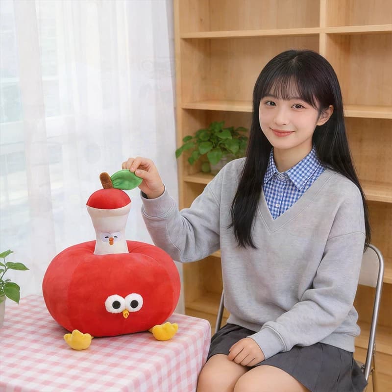 Nuovo Creativo Peluche a Forma di Pollo Apple Dunton Rosso per Bambini, Regalo di Compleanno, Morbido Pupazzo Imbottito, Decorazione Kawaii per la Stanza