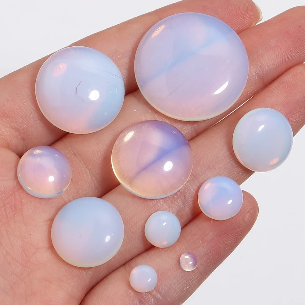 5-10 pezzi di perline cabochon in pietra naturale, opale, rotonde, con retro piatto, per creazione di gioielli fai da te, anelli, ciondoli e accessori.