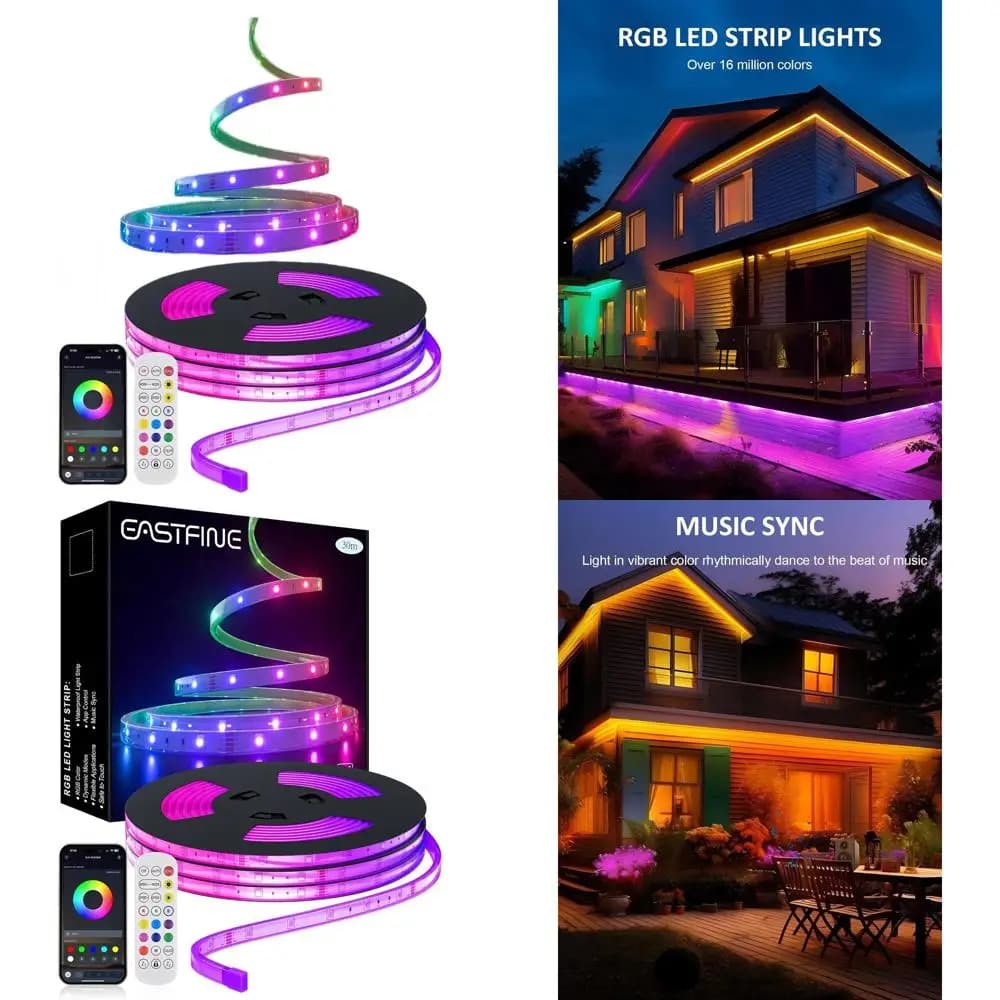 Striscia LED RGB Dimmerabile da Esterno con 480 LED, Impermeabile, Controllo App e Sincronizzazione Musicale per Giardino, Piscina e Balcone