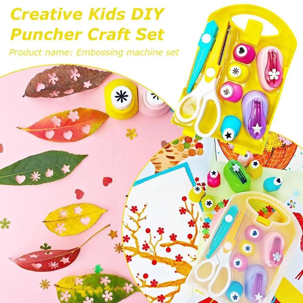 1 set di forbici per pizzo per goffratura set combinato punzonatrice a stella punzonatrice manuale per stampa di grandi dimensioni per bambini