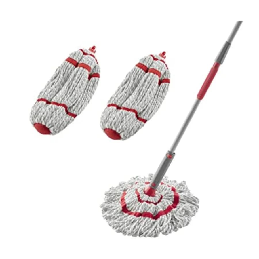 Kit Mop in Microfibra con 2 Ricariche, Lavabile in Lavatrice, Strizzatore Integrato, Leggero, Sicuro per Tutti i Tipi di Pavimento, Pulizia Profonda