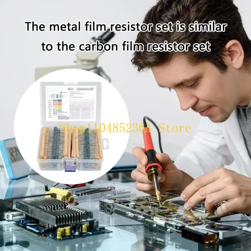 652F Resistore a pellicola da 2600 pezzi con scatola immagazzinaggio Componente elettronico Set resistenze da 130 valori W