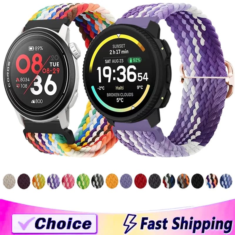 20/22mm Nylon Strap for COROS APEX 2-4 42mm/PACE Pro/3/2 Breathable Wristband For Suunto Vertical 2-1/Race 2-S-1/Ocean/Run Belt