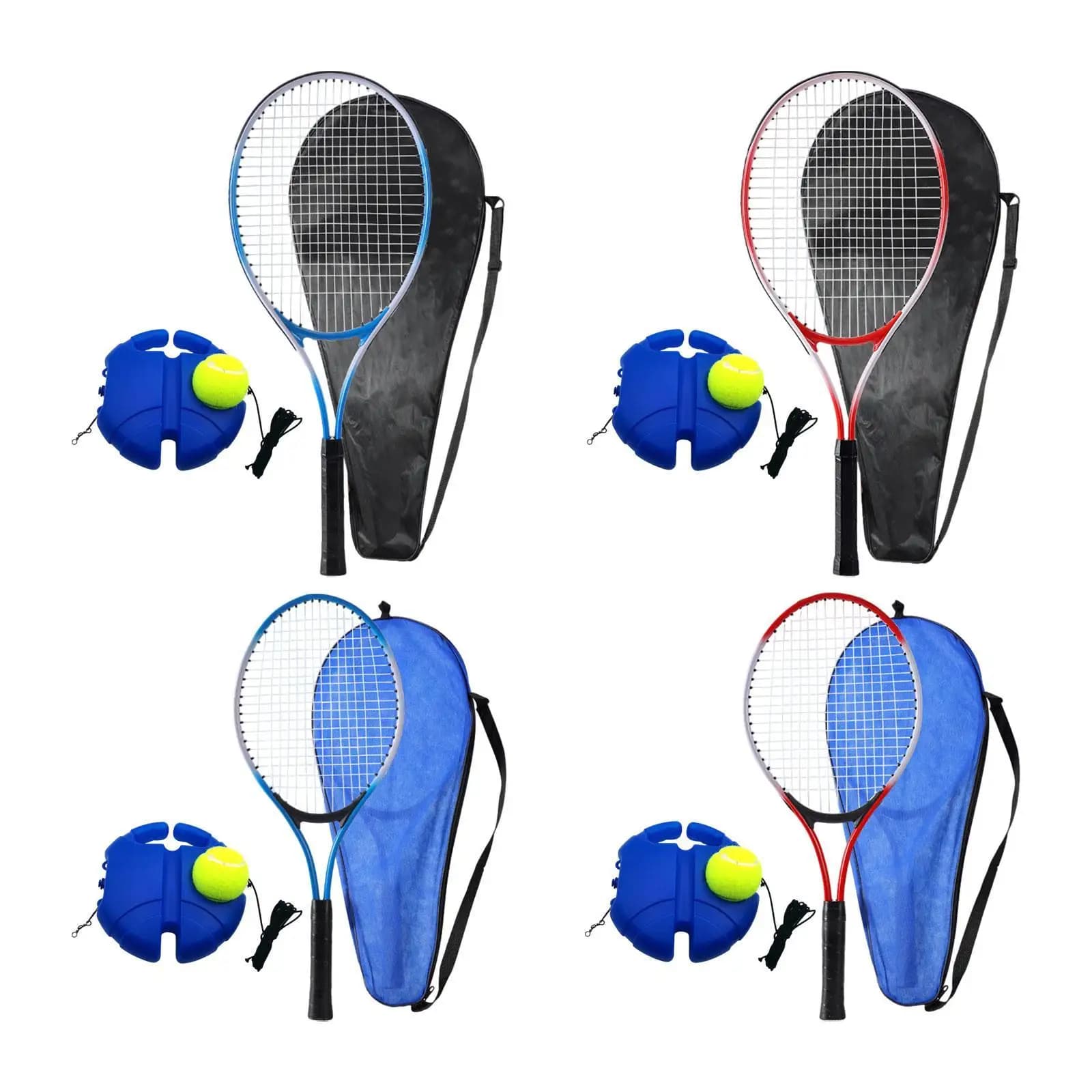 Tennis Racket with Rebound Ball Kit Durable Nylon Aluminum Practice Gear for Tennis Training Activities
