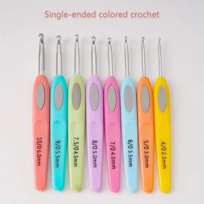 AXYC 8Pcs Ergonomic Crochet Hooks 8 Size Long Handle Crochet Hook for Beginner Knitting Sweater Scarves, Bag, Socks and Hat