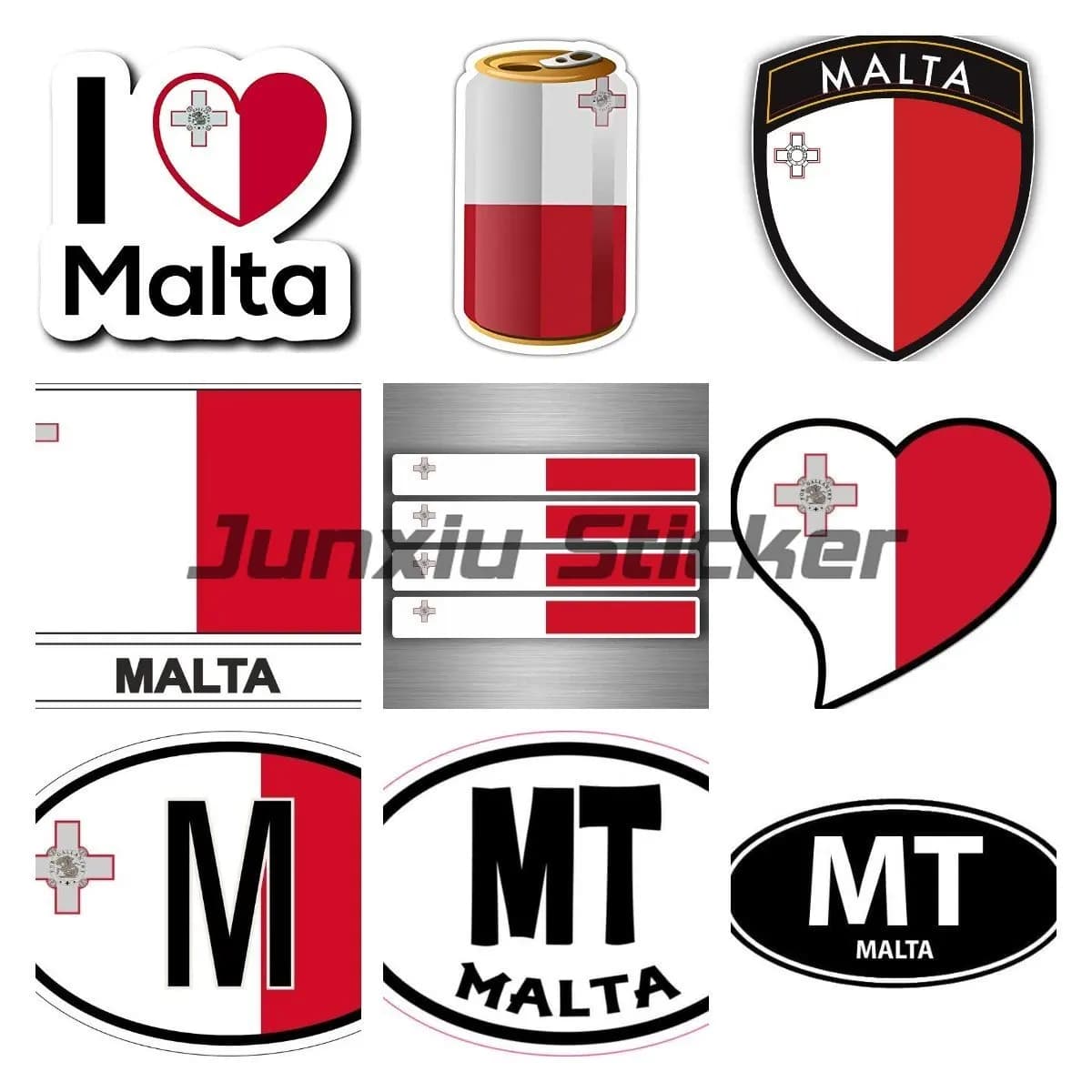 MALTA National flag National emblem Country code Decalcomania Car helmet Bike car sticker