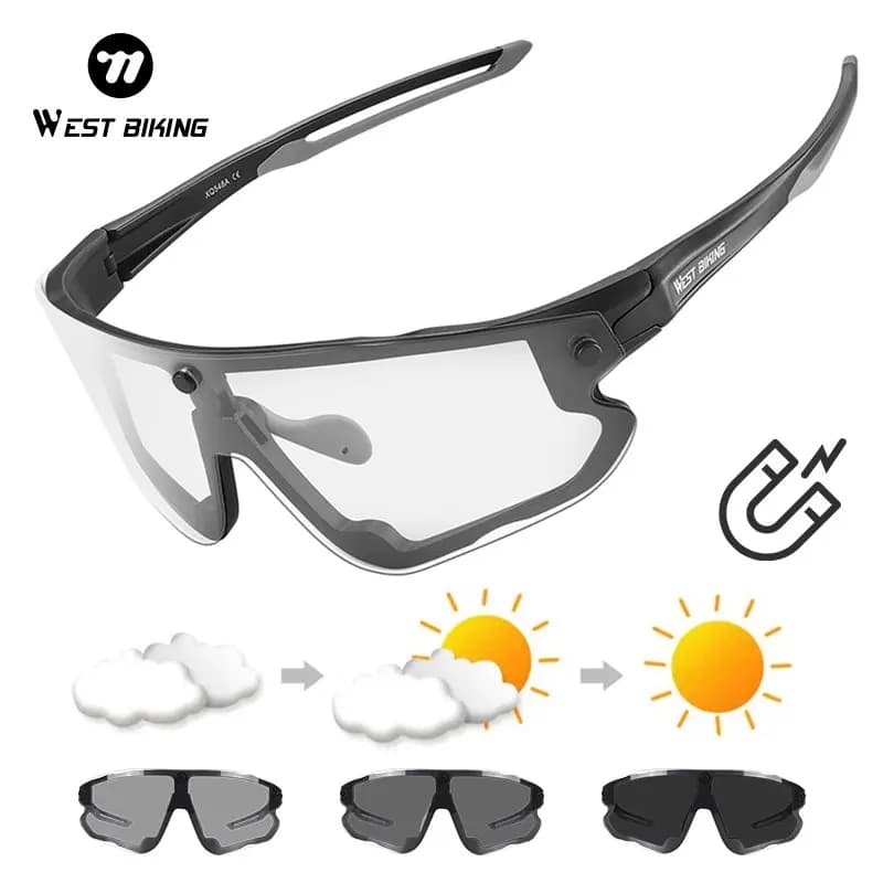 Occhiali da Ciclismo Fotocromatici WEST BIKING UV400, Occhiali da Sole Sportivi Magnetici per Uomo e Donna, Compatibili con Lenti da Vista