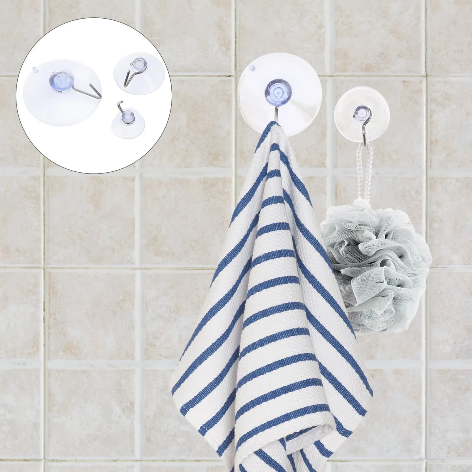 30 Pezzi Ganci a Ventosa da Parete Resistenti in PVC e Ferro per Doccia, Bagno, Cucina, Giardino - Senza Foratura, Riutilizzabili, Multiuso