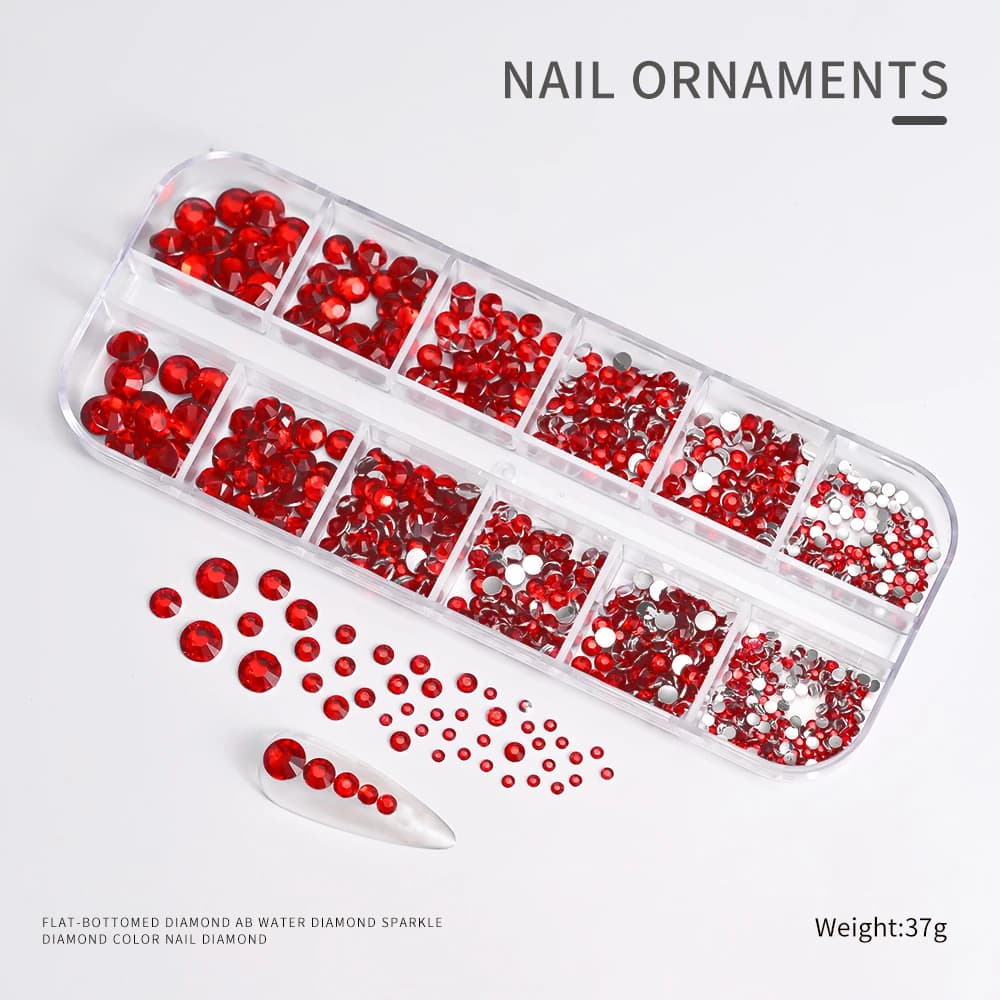 1000 Pz ++ San Valentino Rosso Lusso Nail Art Strass SS4-SS16 Rotondo Rosso Lucido Diamante Per Unghie Con Pick Pen Manicure di Cristallo