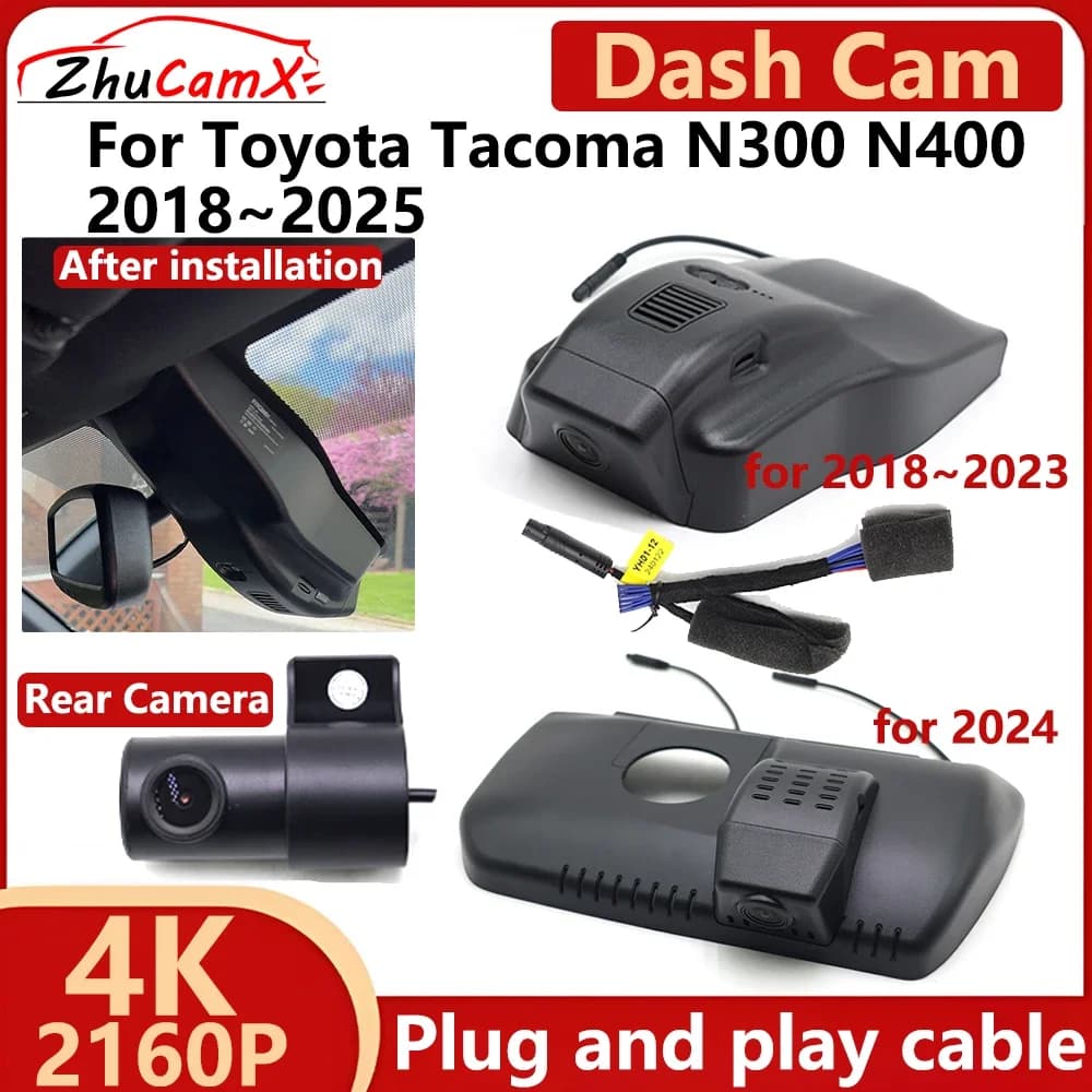 ZhuCamX For Toyota Tacoma N300 N400 2018 ~ 2025 4K 2160P Full HD 1080P Car DVR Dash Cam Night Vision Photo Recorder Plug and play