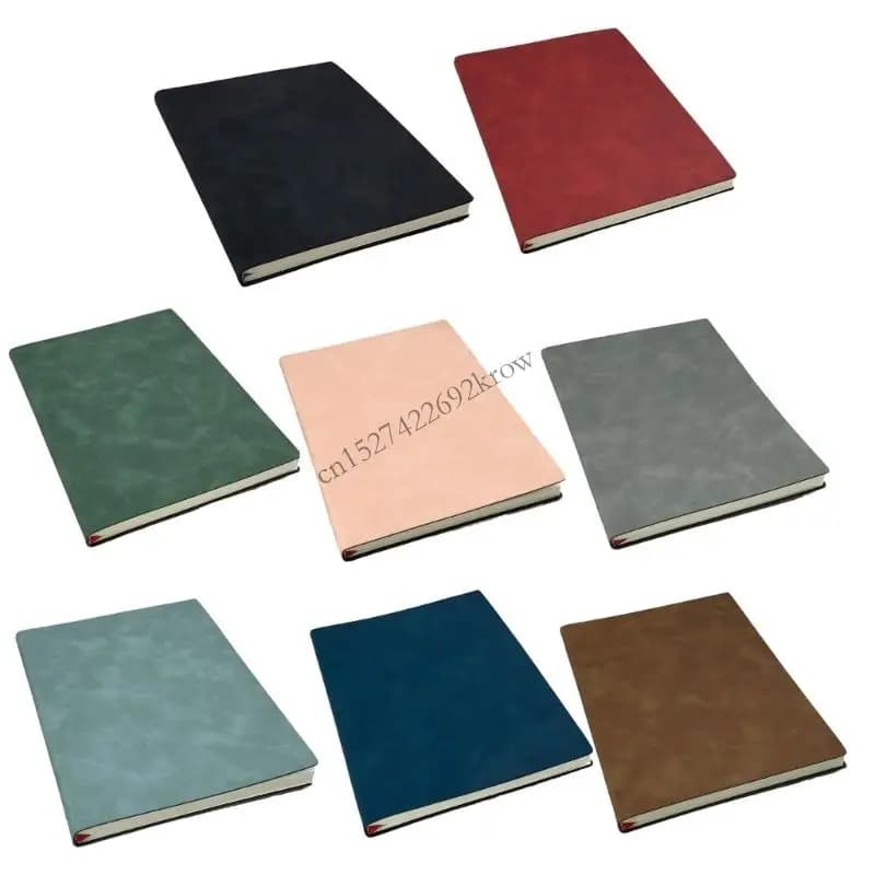 Softcover PU Leather Notebook with Ribbon Bookmarks 160 Pages Wide Lined Notepads For Note Taking Journaling 145x210mm R9CB