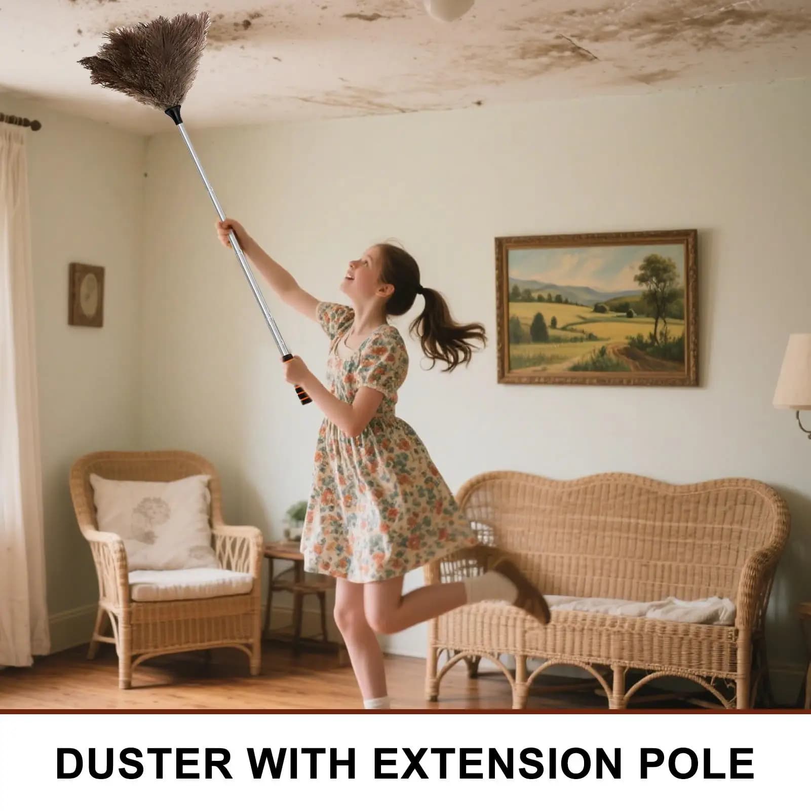 Duster Extendable 61 Inch Soft Dusting Mop Anti-Static Washable Feathers Duster For Vent Outdoor Truck Car Blind Baseboard