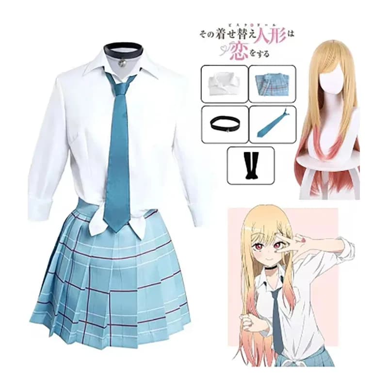 Kitagawa Marine cosplay anime il mio vestito Darling Kitagawa Marine costume cosplay abiti uniforme scolastica parrucca orecchini vestito ragazze