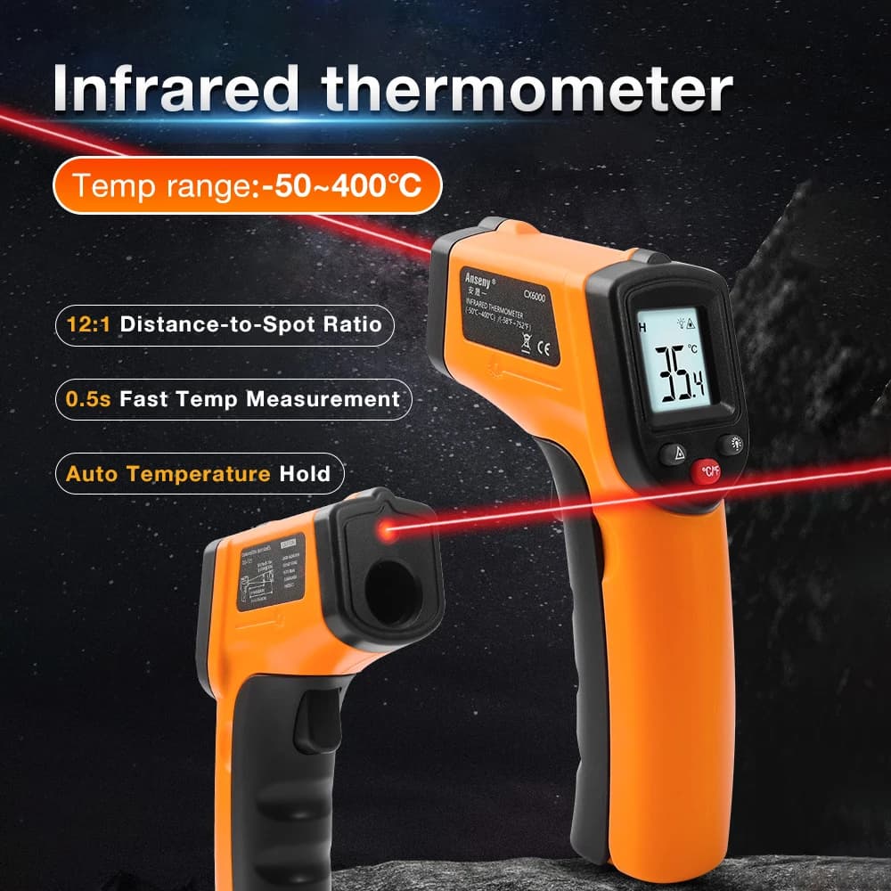 Industrial Infrared Thermometer Non-contact Laser Temperature Meter -50~400℃ LCD Digital Pyrometer for Industry Home BBQ Oven Oi