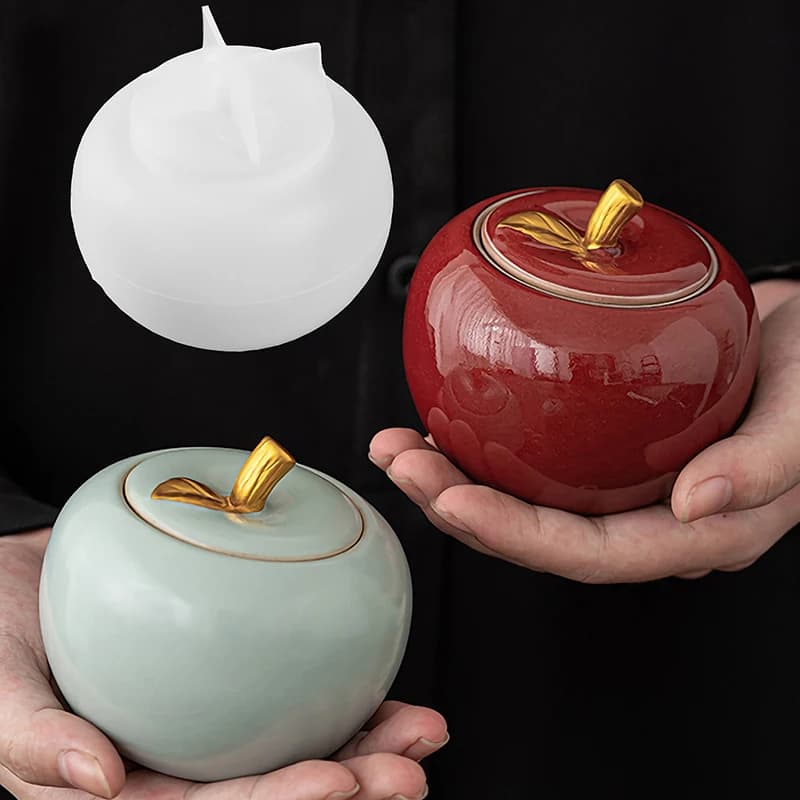 DIY Apple Jar Candle Jar Silicone Mold With Lid Jewelry Storage Box Gypsum Resin Mold Cement Clay Plaster Mold Candle Holder