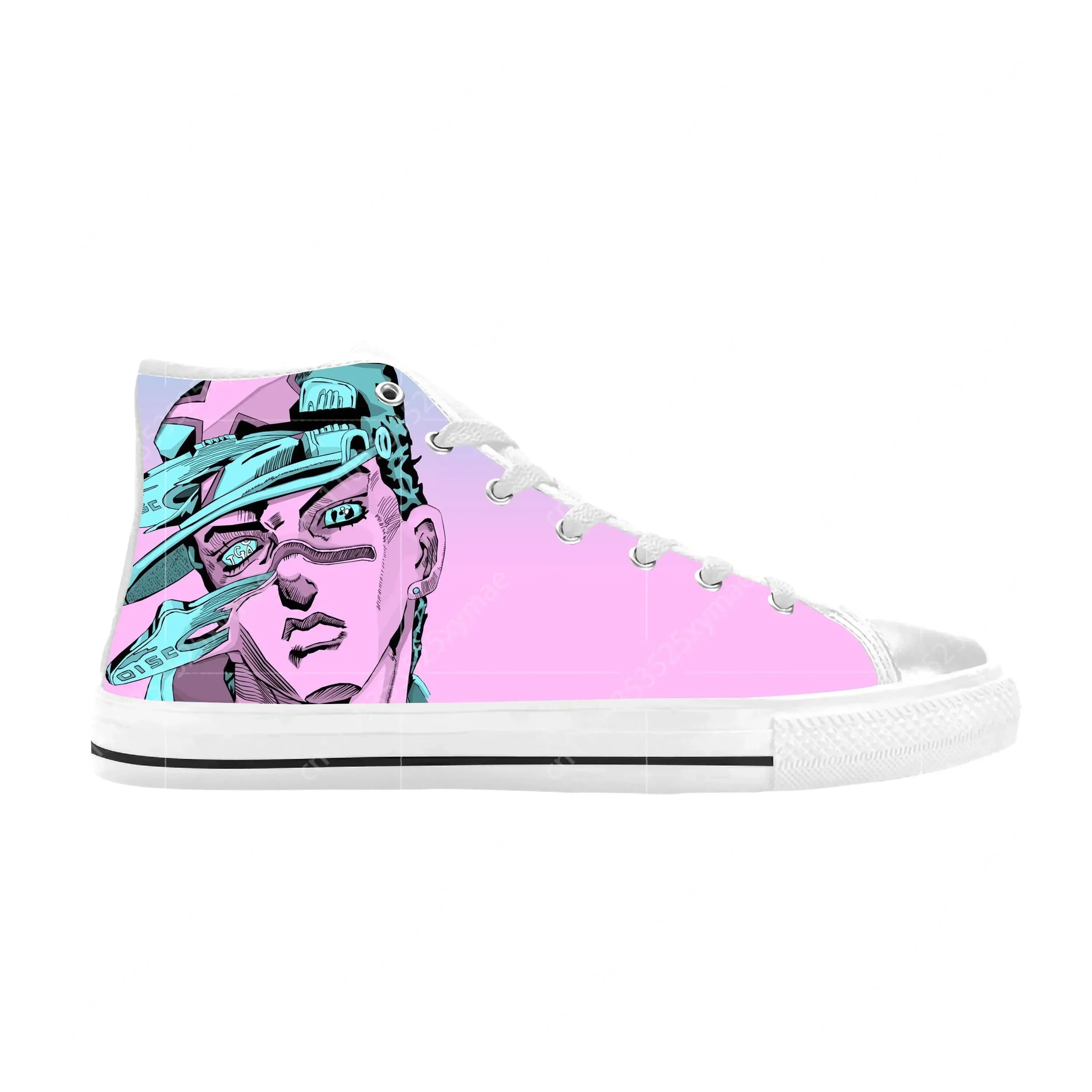 Anime Manga Jojo Bizarre Adventure Cujoh Jolyne Scarpe casual in tessuto High Top Comode e traspiranti con stampa 3D Sneakers da uomo e da donna