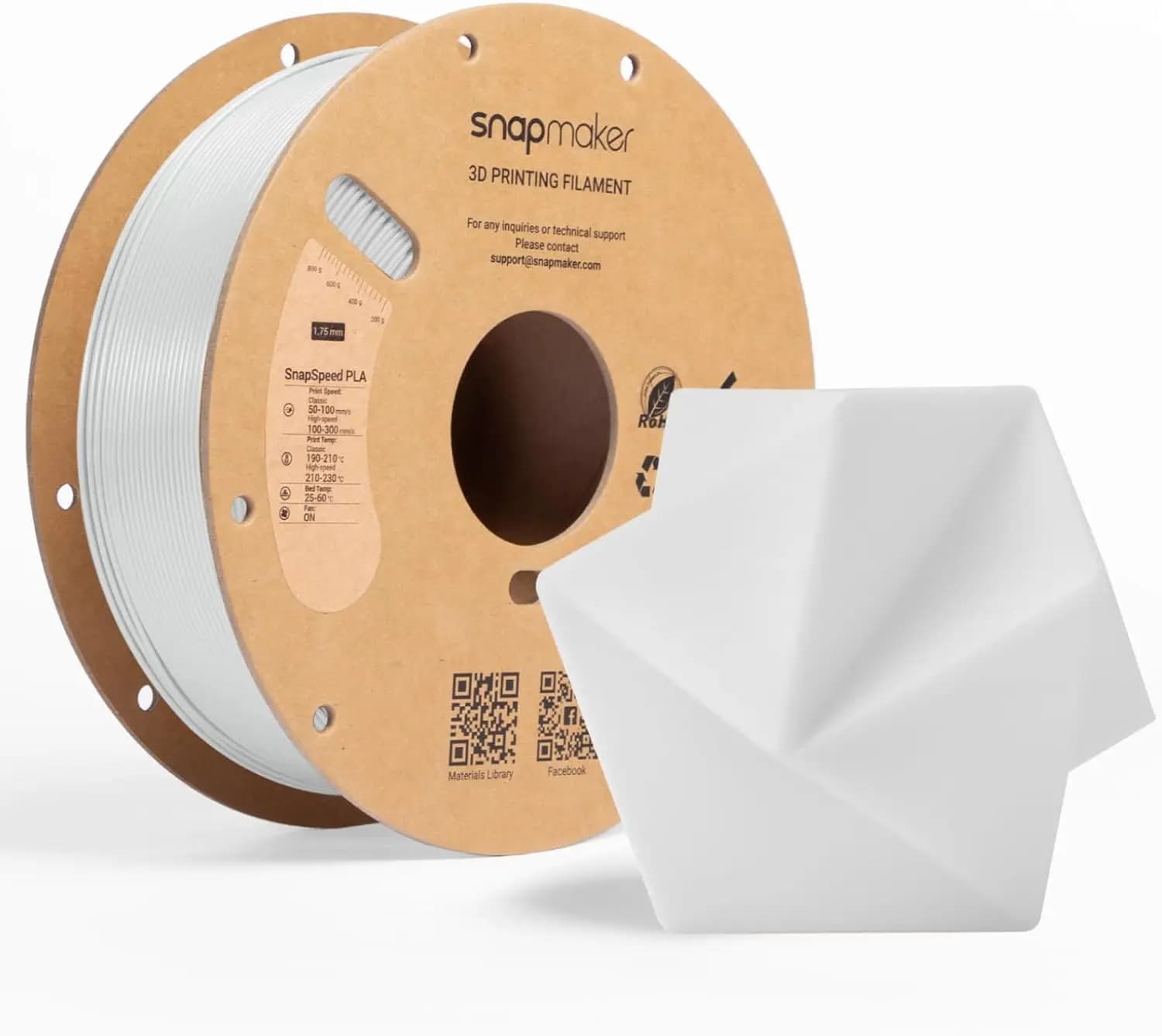 PLA Filament 1.75mm, High Speed 3D Printer Filament Up to 300mm/s, Dimensional Accuracy +/- 0.02mm, Clog-Free for Most FDM Printers, 1kg Spool (Pearl White-RFID)