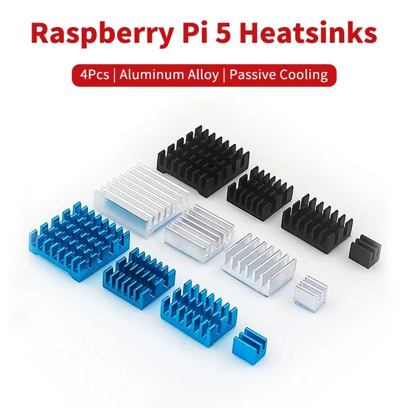 4 pcs Raspberry Pi 5 heat sinks aluminum alloy passive cooling radiator CPU custom blue silver heat sink for RPi 5