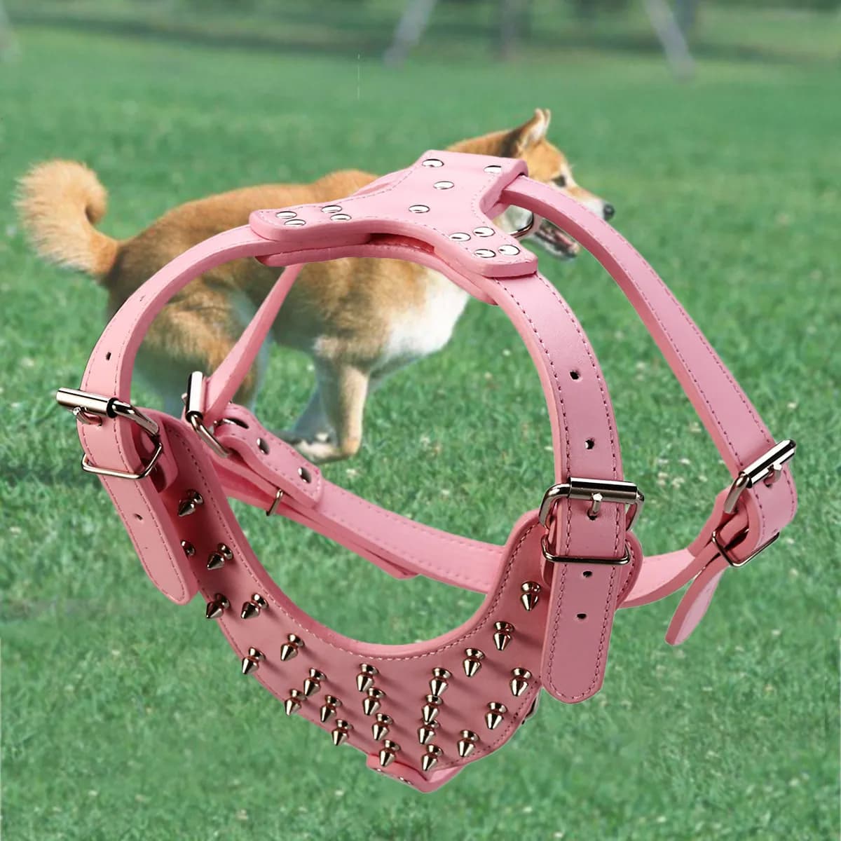 Pettorina per cani in PU rosa per Pitbull Terrier, petto 65-85 cm, collo 42-65 cm, confortevole, aderente al corpo, sicura per la corsa, facile da indossare, flessibile