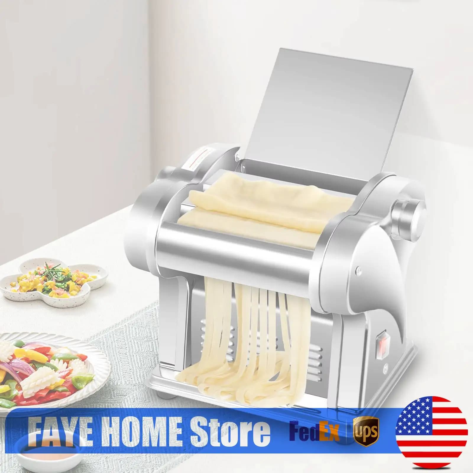 Stainless Steel Noodle Press Machine, Manual Dumpling Maker, 110V USA Plug Pasta Maker