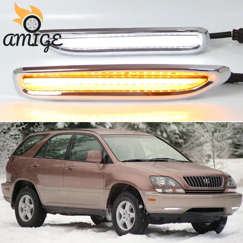 LED DRL Luci diurne per Lexus RX RX300 1998 1999 2000 - 2003 Giallo Indicatori di direzione Auto Fendinebbia 12V Fari di marcia diurna