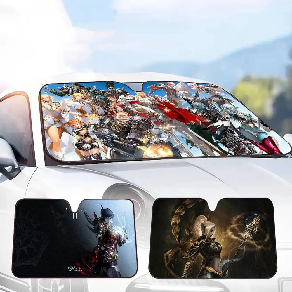 Parasole Personalizzato per Parabrezza Auto con Tema Gioco L-Lineage 2, Protezione Solare per Veicoli