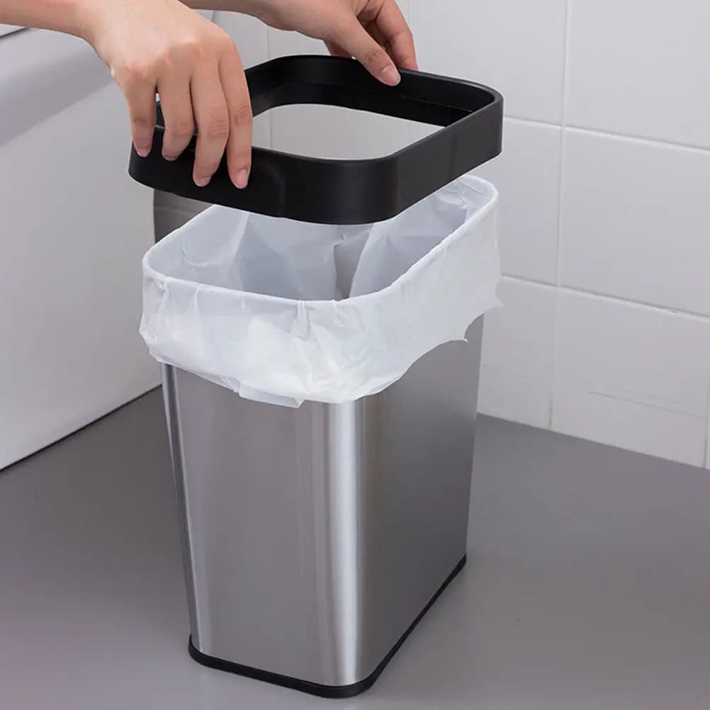 Cestino per rifiuti in acciaio inossidabile, rettangolare, per uso domestico, per ufficio, casa, cucina, cestino per carta, bidone della spazzatura