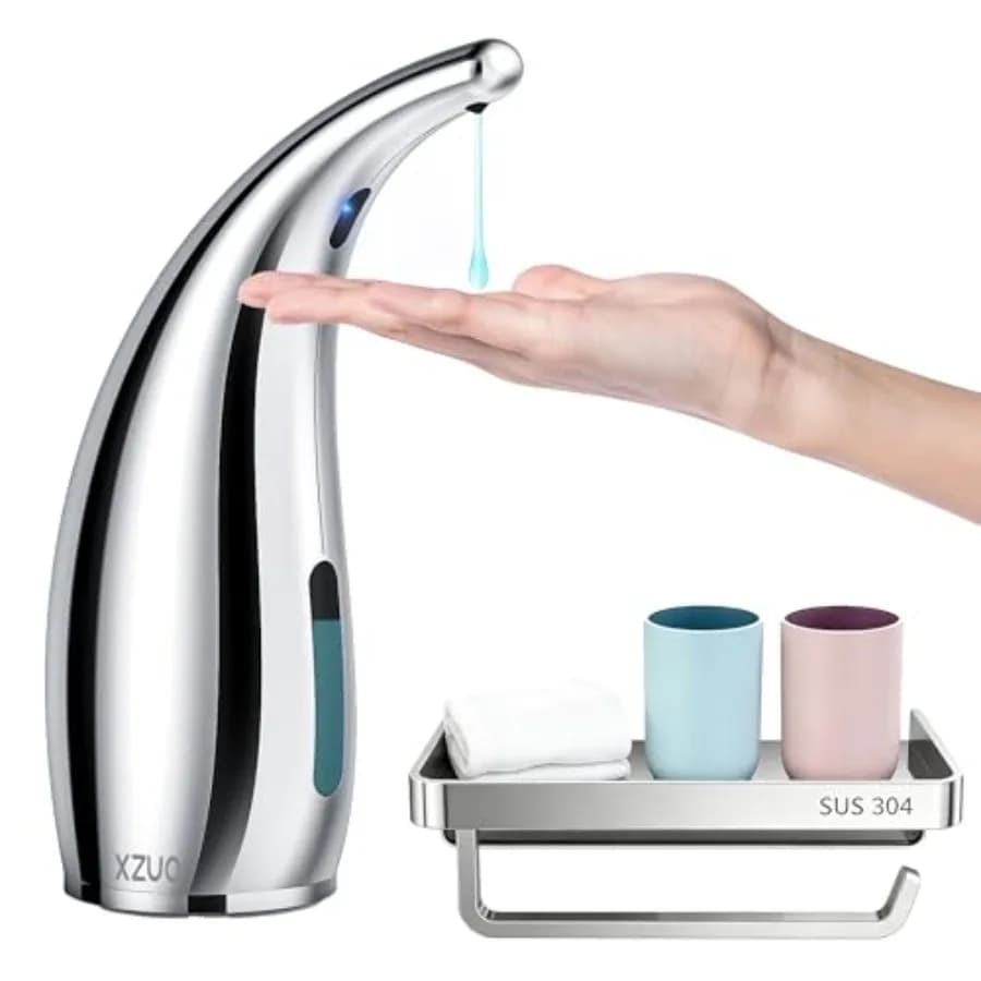 Dispenser automatico di sapone con sensore a infrarossi, sapone liquido per mani senza contatto regolabile a 4 livelli per cucina, bagno, funzionamento a batteria