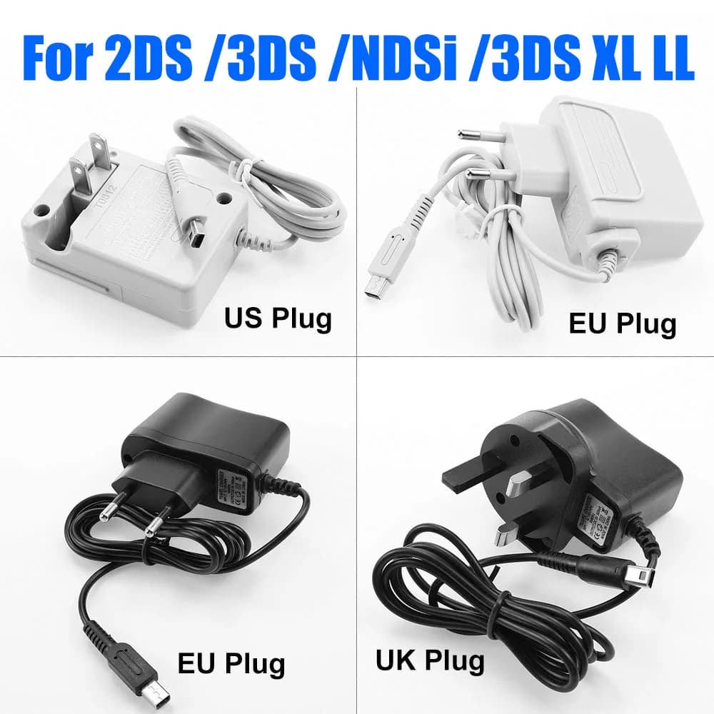 NUOVO Alimentatore da Parete 100-240V per Casa e Viaggio, Adattatore AC per NEW 3DS XL LL/3DS/3DS XL/2DS XL/2DS/NDSI/NDSI XL con Spina EU US UK